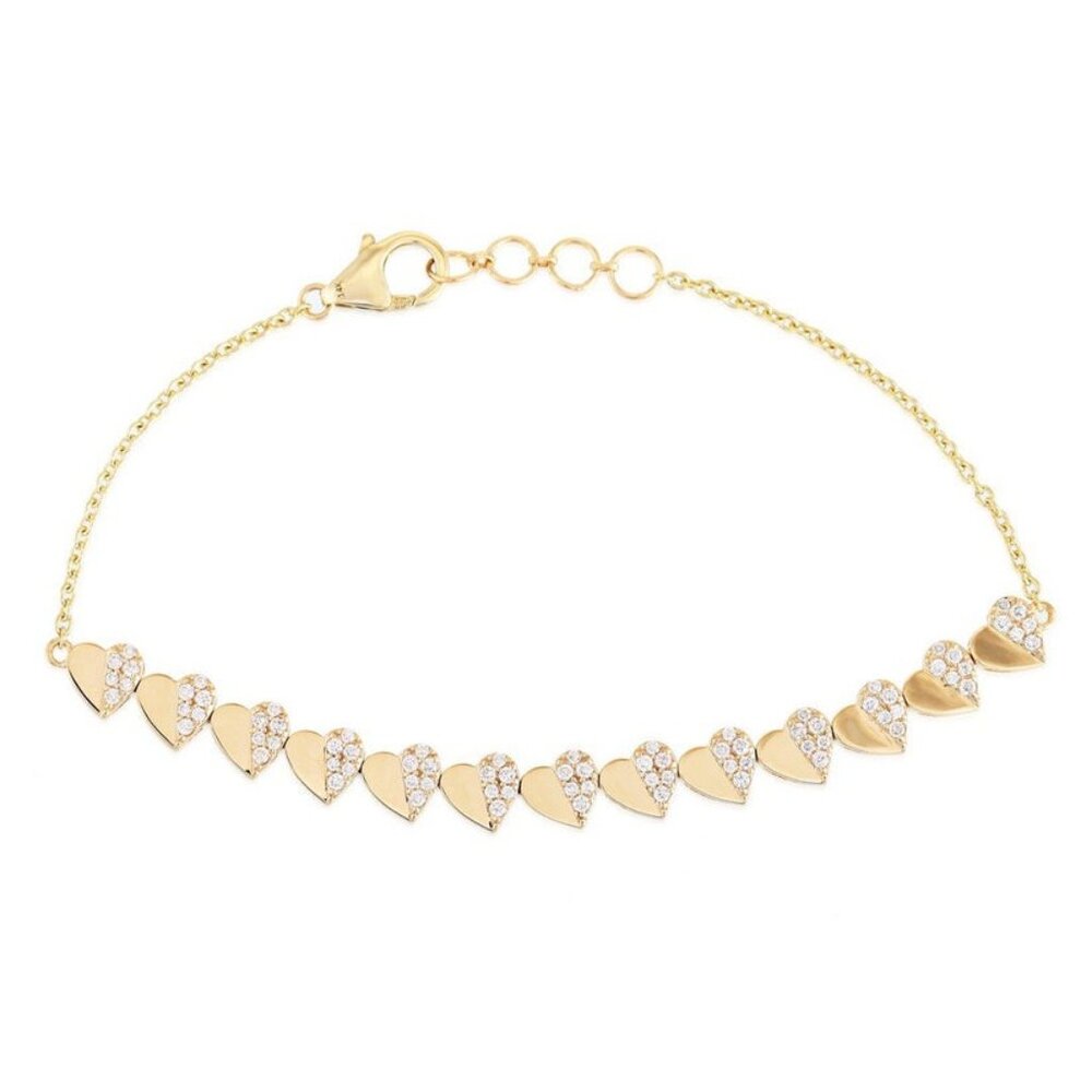 Lustrous Bliss 14K (or 18k upon request) Yellow Gold Diamond Charm Bracelet